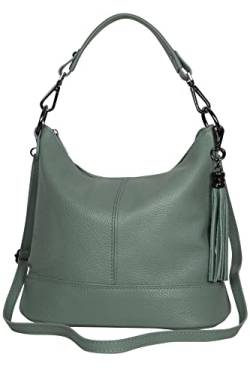 AmbraModa GLX09 - Damen Handtasche Schultertasche Beutel aus Echtleder (Avocadogrün) von AmbraModa