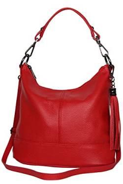 AmbraModa GLX09 - Damen Handtasche Schultertasche Beutel aus Echtleder (Rot) von AmbraModa