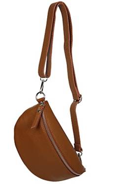 AmbraModa GLX10 - Damen Herren Unisex kleine Hüfttasche Gürteltasche Bauchtasche Umhängetasche aus Echtleder (Camelbraun) von AmbraModa