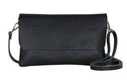 AmbraModa GLX11 - Damen Umhängetasche, Clutch, Handytasche aus echtem Leder mit abnehmbarem und verstellbarem Schultergurt, geeignet für Handys und Tablets bis zu 7 Zoll (Schwarz) von AmbraModa