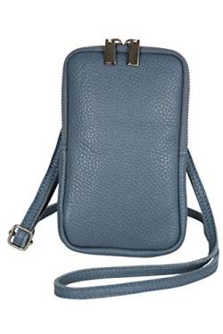 AmbraModa GLX17 - Umhängetasche, Handytasche, Echtleder Tasche mit abnehmbarem und verstellbarem Schultergurt, geeignet für Handy bis zu 6,5 Zoll. (Eisblau) von AmbraModa