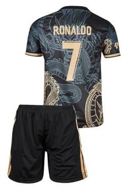 Amdrabola Ronaldo Dunkelblau Drachen Fußball Kinder Trikot,Spezieller Entwurf, Fussball, Limitierte Auflage, Beschränkte Auflage, Kommen Sie mit Shorts (140,Dunkelblau) von Amdrabola