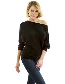 AmélieBoutik Damen Pullover mit Fledermausärmeln - Schwarz - Mittel von AmélieBoutik