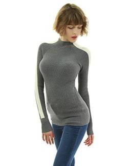 AmélieBoutik Langärmeliger Raglan-Pullover für Damen mit Stehkragen - Grau - Groß von AmélieBoutik