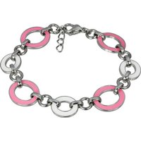 Amello Edelstahlarmband Amello Oval Armband rosa weiß Damen (Armband), Armband (Oval) ca. 18cm + 2cm Verlängerung, Edelstahl (Stainless Steel von Amello