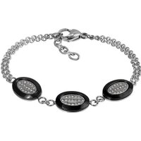 Amello Edelstahlarmband Amello Oval Armband silber schwarz (Armband), Armbänder für Damen Edelstahl (Stainless Steel) von Amello