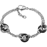 Amello Edelstahlarmband Amello Ringe Armband silber schwarz (Armband), Armbänder für Damen Edelstahl (Stainless Steel) von Amello