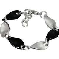 Amello Edelstahlarmband Amello Welle Armband silber schwarz (Armband), Armbänder für Damen Edelstahl (Stainless Steel) von Amello