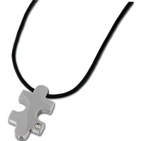 Amello Edelstahlkette Amello Puzzle Halskette silber glitzer (Halskette), Damen-Halskette (Puzzle) ca. 50cm + 5cm Verlängerung, Edelstahl (Stain von Amello