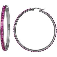 Amello Paar Creolen Amello Ohrringe Edelstahl Creolen 50mm (Creolen), Damen Creolen Edelstahl (Stainless Steel), silberfarben, pink, fuchsia von Amello