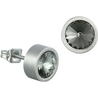 Amello Paar Ohrstecker Amello Ohrringe Edelstahl Ohrstecker rund (Ohrstecker), Damen Ohrstecker rund Edelstahl (Stainless Steel), silberfarben, grau von Amello