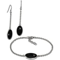 Amello Schmuckset Amello Edelstahl Schmuckset CZ schwarz (Schmuckset, 2-tlg., Schmucksets), Damen Schmucksets, Edelstahl (Stainless Steel), Farbe: schwarz von Amello