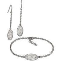 Amello Schmuckset Amello Edelstahl Schmuckset CZ weiß (Schmuckset, 2-tlg., Schmucksets), Damen Schmucksets, Edelstahl (Stainless Steel), Farbe: weiß von Amello