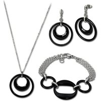 Amello Schmuckset Amello Edelstahlschmuckset Keramik schwarz (Schmuckset, 3-tlg., Schmucksets), Damen Schmucksets, Edelstahl (Stainless Steel), Farbe: silberfarben, s von Amello