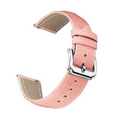 Amening Uhrenarmband,Schnellverschluss Smart Uhrenarmbänder,Leder Armband,Verstellbare Smartwatch-Ersatzarmbänder für Männer,Frauen (18mm, pink) von Amening