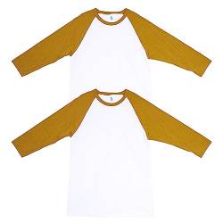American Apparel CVC Raglan T-Shirt, Style G2003CVC, White/Heather Mustard (2-Pack) von American Apparel