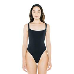 American Apparel Damen Ribbed Thick Strap Sleeveless Thong Bodysuit Bodystocking, schwarz, Medium von American Apparel