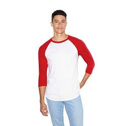 American Apparel Herren 50/50 Raglan 3/4-Ärmeln T-Shirt, weiß/rot, S von American Apparel