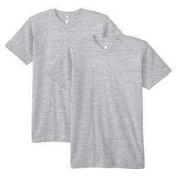 American Apparel Herren Fine Jersey Crewneck Short Sleeve, 2-Pack T-Shirt, grau meliert, Groß von American Apparel