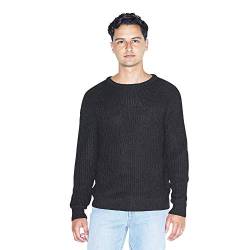 American Apparel Herren Fisherman's Long-Sleeve Knit Sweater Pullover, schwarz, Klein von American Apparel