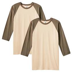 American Apparel Unisex CVC Raglan T-Shirt, Stil G2003CVC, 2er-Pack, Heather Bone/Heather Army (2er-Pack), S von American Apparel