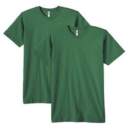 American Apparel Unisex-Erwachsene Fine Jersey Crewneck Short Sleeve, 2-Pack T-Shirt, Wald, X-Large von American Apparel