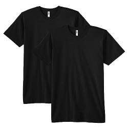 American Apparel Unisex-Erwachsene Fine Jersey Crewneck Short Sleeve, 2-Pack T-Shirt, schwarz, X-Large von American Apparel