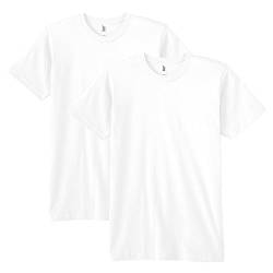 American Apparel Unisex-Erwachsene Fine Jersey Crewneck Short Sleeve, 2-Pack T-Shirt, weiß, Large von American Apparel