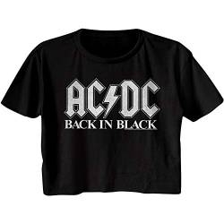 ACDC Rock Band Back in Black Album Damen Cali Crop Top T-Shirt, Schwarz, Klein von American Classics