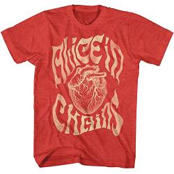 Alice in Chains T-Shirt mit Herzmotiv, kurzärmelig, 90er-Jahre-Musik, Vintage-Stil, Grafik-T-Shirts, Rot meliert, XL von American Classics