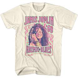 American Classics Janis Joplin Musician Kozmic Blues '69 Erwachsene Kurzarm T-Shirt Grafik T-Shirt, beige, Groß von American Classics