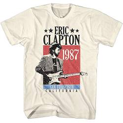 Eric Clapton Musician 1987 San Francisco Concert Erwachsene Kurzarm T-Shirts Grafik Tees, Beige, L von American Classics