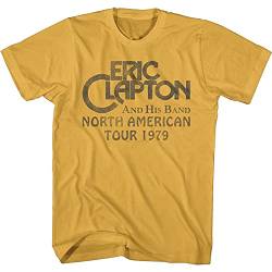 Eric Clapton and His Band North American Tour '79 Adult Short Sleeve T-Shirt Tee, gelb, L von American Classics