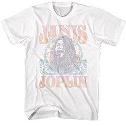 Janis Joplin T-Shirt für Erwachsene, klassisch, Rocksänger, kurzärmelig, Vintage-Stil, Grafik-T-Shirts, Weiss/opulenter Garten, Mittel von American Classics