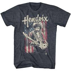 Jimi Hendrix 1960er Jahre Psychedelic Musical Icon USA Flag Distressed T-Shirt Tee, Marineblau, meliert, 3X-Groß von American Classics