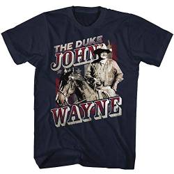 John Wayne American Legend Hollywood Schauspieler The Duke on Horse T-Shirt für Erwachsene, navy, X-Groß von American Classics