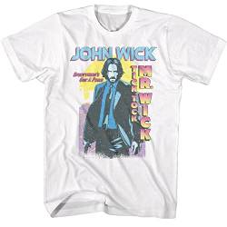 John Wick T-Shirt Tick Tock Mr. Wick Erwachsene Kurzarm T-Shirts Vintage Style Graphic Tees, Weiss/opulenter Garten, XL von American Classics