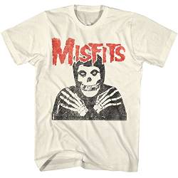 Misfits T-Shirt mit Totenkopf und gekreuzten Armen für Herren, kurzärmelig, klassischer Rock, Vintage-Stil, grafische T-Shirts, Natürlich, L von American Classics