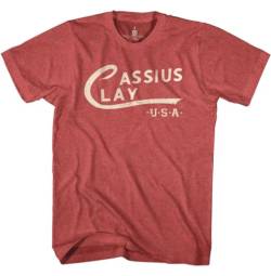 Muhammad Ali Cassius Clay Logo Gray Heather Adult T-Shirt Tee, Rot/Ausflug, einfarbig (Getaway Solids), XX-Large von American Classics