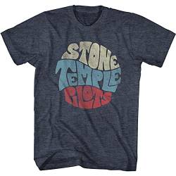 Stone Temple Pilots Rock Band Circle Logo Erwachsene Kurzarm T-Shirt Graphic Tee, Marineblau, meliert, XL von American Classics
