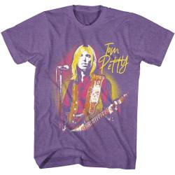 American Classics Tom Petty & The Heartbreakers Tom Petty at The Mic T-Shirt für Erwachsene, kurzärmelig, mit Grafik, Violett, Lila Heather, Mittel von American Classics