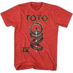 Toto Music IV Album-Cover Herren Kurzarm T-Shirt 80er Jahre Classic Rock Vintage Style Graphic Tees, Rot meliert, XX-Large von American Classics
