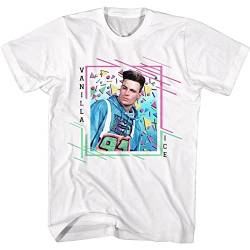 Vanilla Ice 90er Jahre Hip Hop Rapper '91 Retro Stil Erwachsene Kurzarm T-Shirt Graphic Tees, Weiß, Groß von American Classics