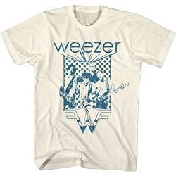 Weezer T-Shirt mit Rockmusikband und Logo, Vintage-Stil, für Erwachsene, kurzärmelig, beige, Mittel von American Classics