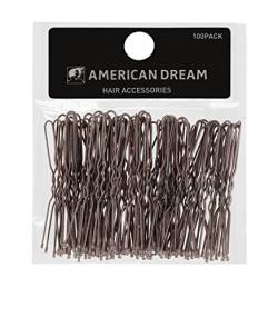 AMERICAN DREAM Pack of 100 x Haarklammern - braun - gewellt - 2.5 inch / 6.35 cm Länge, 1er Pack (1 x 100 Stück) von American Dream