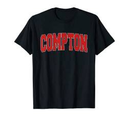 COMPTON, CA, KALIFORNIEN, College-Stil, USA, Vintage-Sport T-Shirt von American Love Men Women Red Text CA Home City Gift