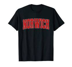NORWICH NY NEW YORK Uni-Stil USA Vintage-Sport T-Shirt von American Love Men Women Red Text NY Home City Gift