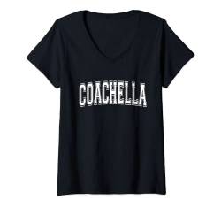 Damen COACHELLA CA CALIFORNIA USA Vintage-Sport Uni-Stil T-Shirt mit V-Ausschnitt von American Love Men Women White CA Home City Gift