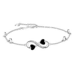 Infinity Liebe Ankle Armband für Frauen, 925 Sterling Silber Charms verstellbar Fußkettchen für Damen, Unendlichkeit Knöchel Armband (Silber) von Amiguo