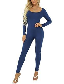 Amilia Damen-Catsuit, Rundhalsausschnitt, langärmelig, figurbetont, Tank, Einteiler, Marineblau, Small von Amiliashp